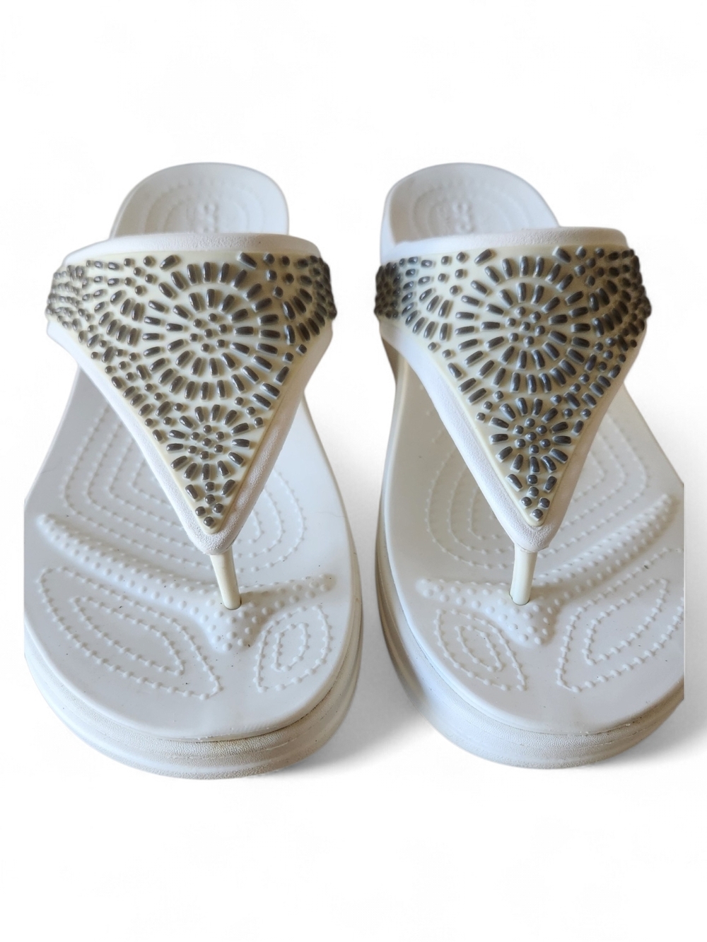 CROCS White Diamante Women's Thongs SZ 10